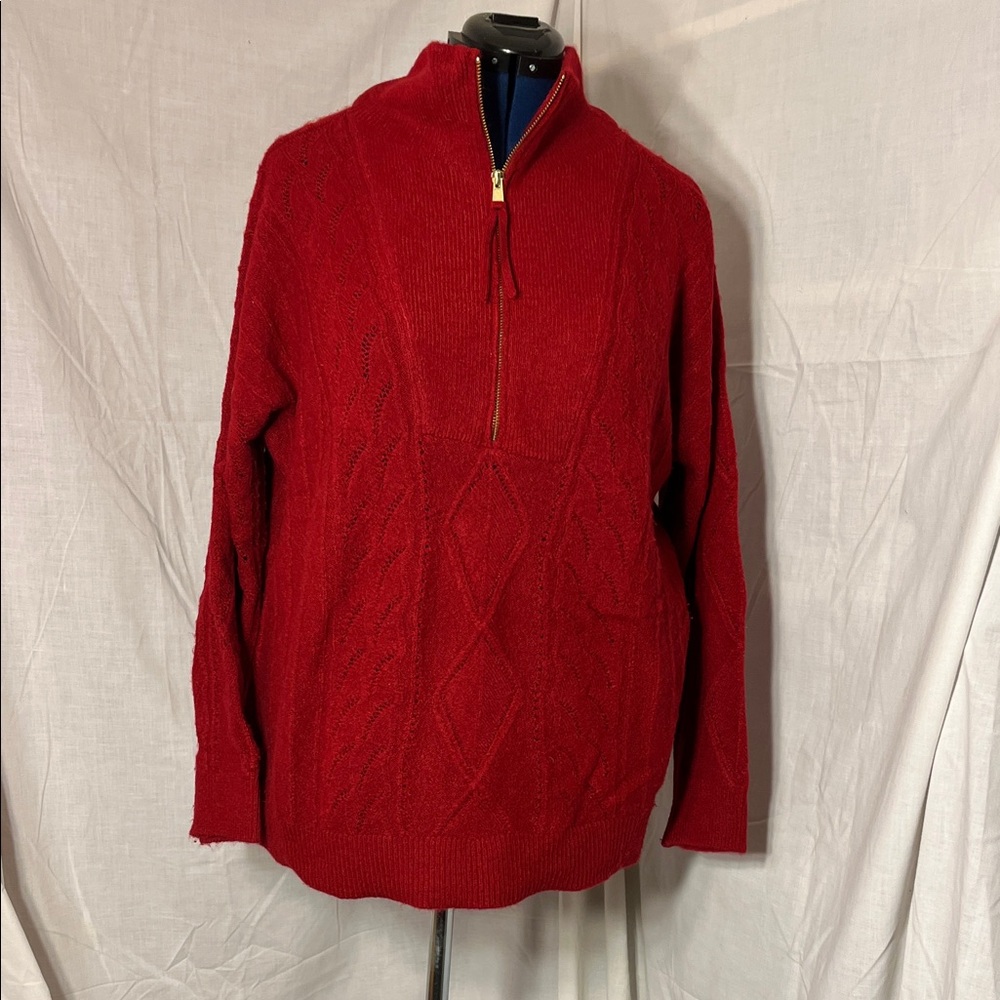 Talbots Vibrant Beautifully Textured Red Knit Sweater 1X